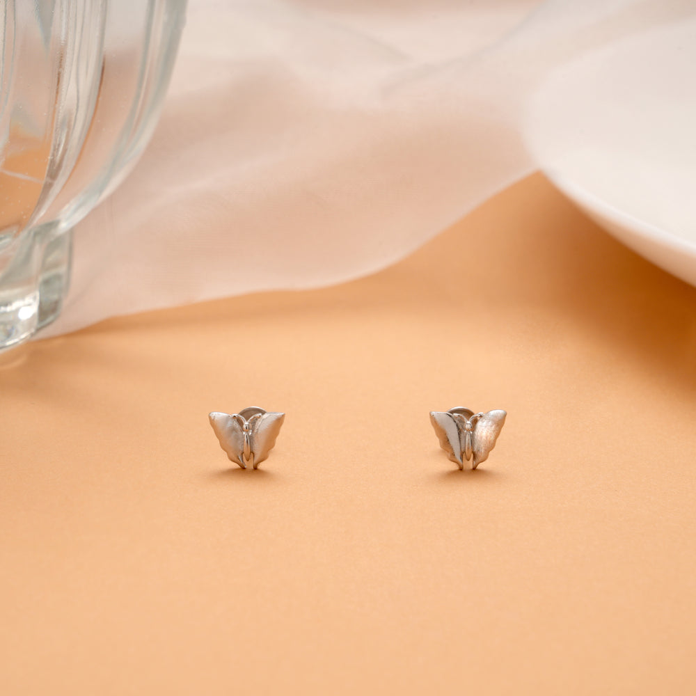 Tiny Charm Butterfly Design Silver Stud