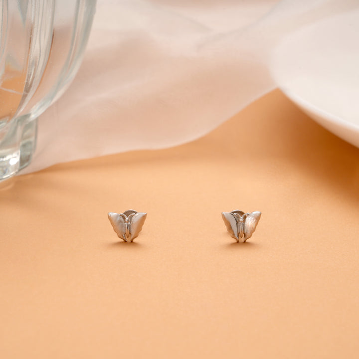 Tiny Charm Butterfly Design Silver Stud