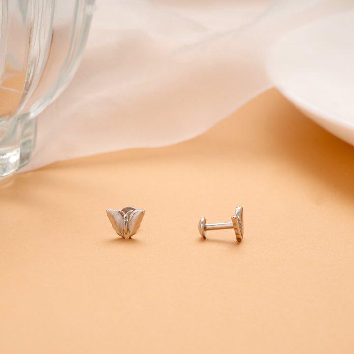 Tiny Charm Butterfly Design Silver Stud