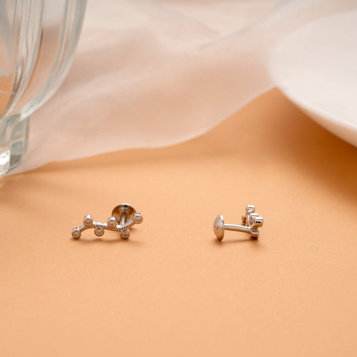 Minimalist Vine Design Silver Stud
