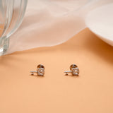 Cute Little Heart and Key Silver Stud