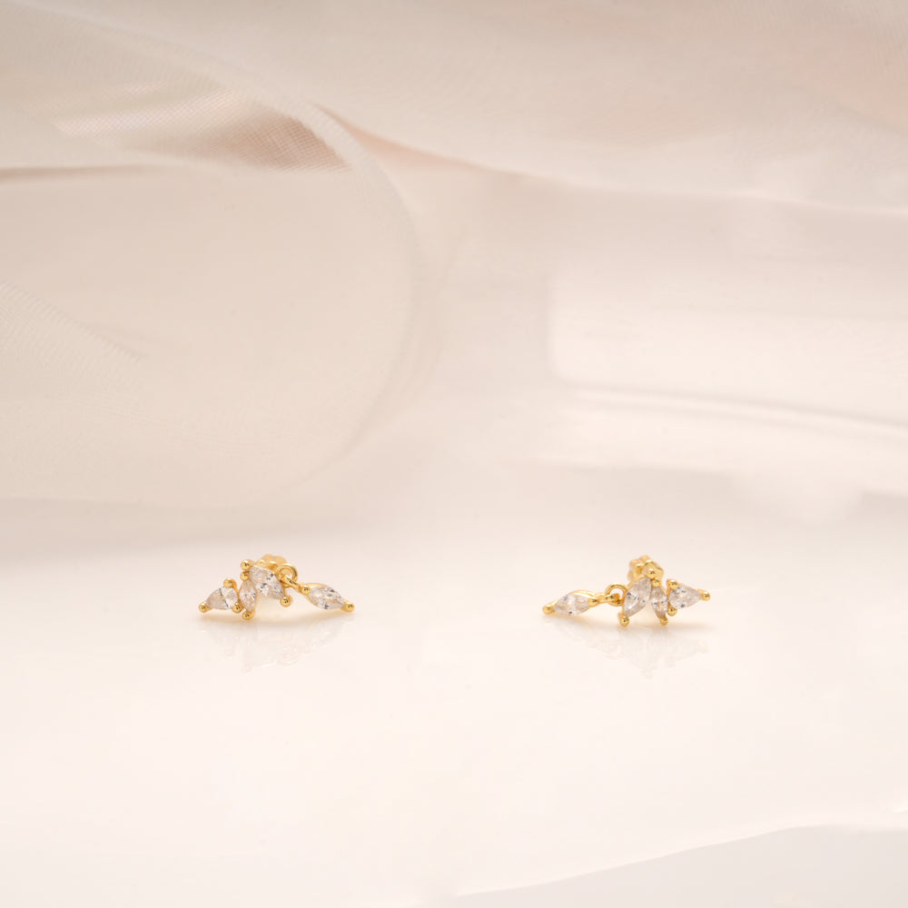 Marquise Cut Design Golden Side Stud