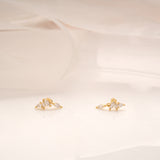 Marquise Cut Design Golden Side Stud