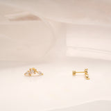 Marquise Cut Design Golden Side Stud