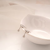Delicate Leaf Design Silver Side Stud
