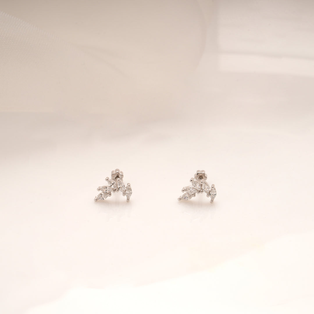 Minimal Branch Pattern Silver Side Stud