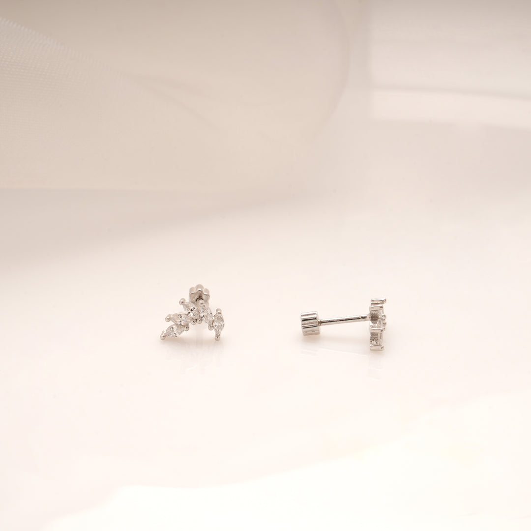 Minimal Branch Pattern Silver Side Stud