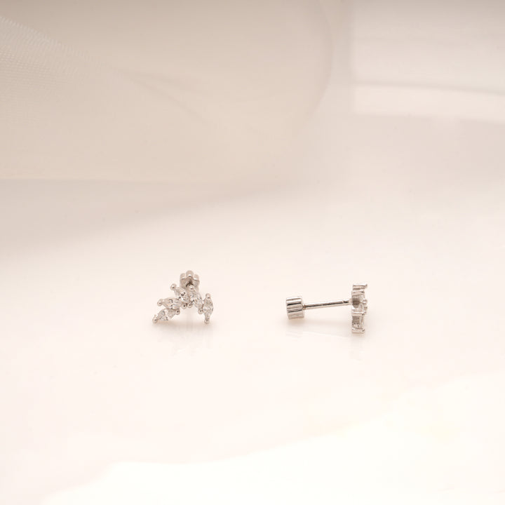 Minimal Branch Pattern Silver Side Stud