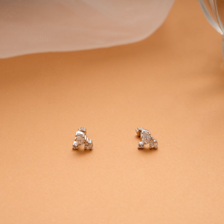 Cute Little Crown Design Silver Side Stud