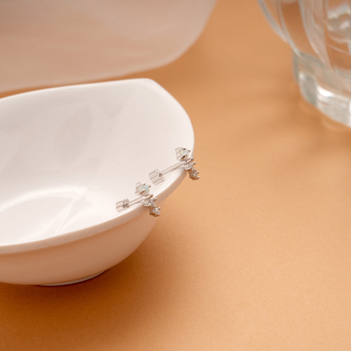 Tiny Charm Twinkle Drop Silver Side Stud