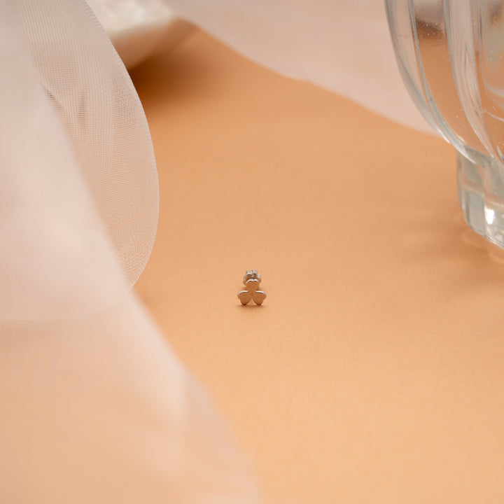 Silver Three Leaf Clover Nose Pin