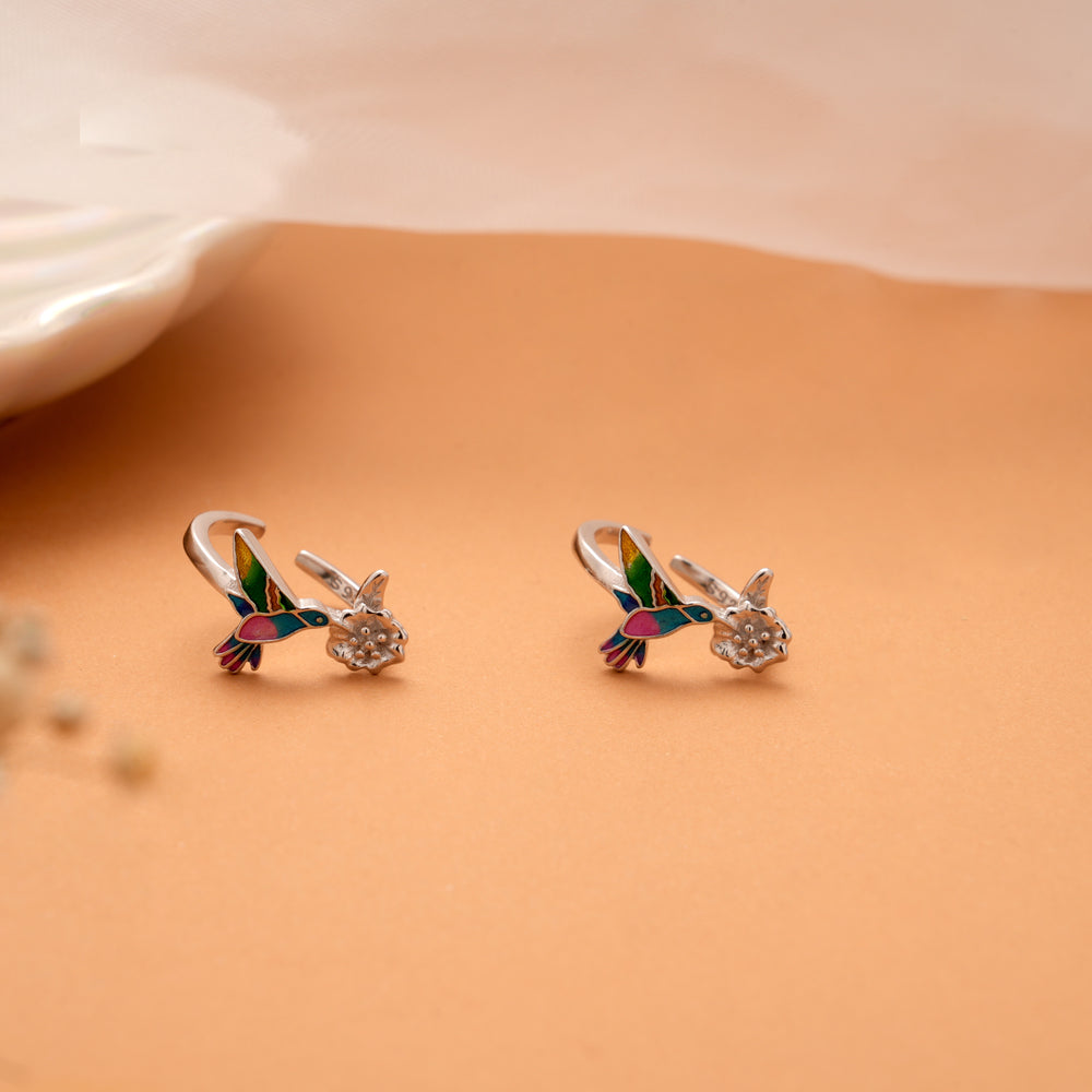 Minimalist Enamel Bird Silver Toe Ring