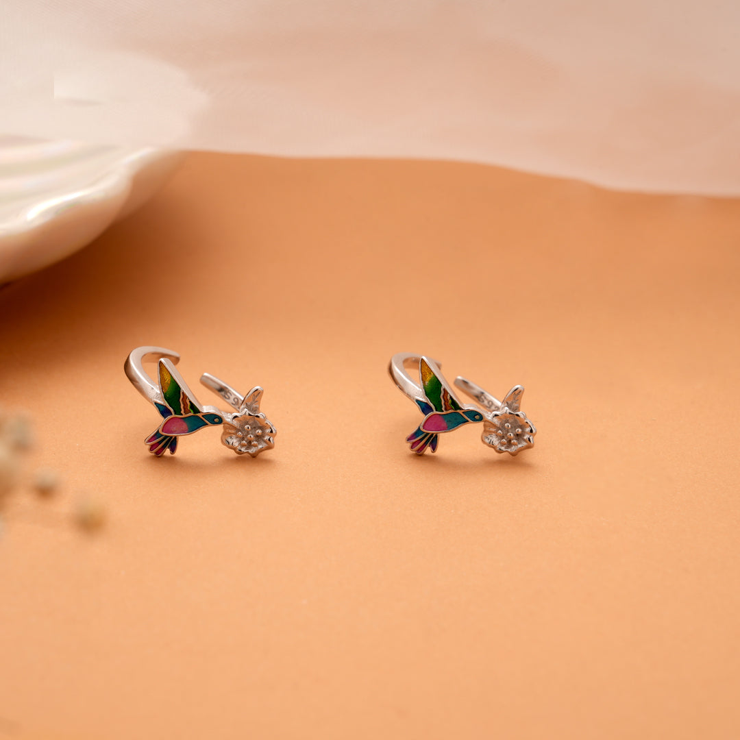 Minimalist Enamel Bird Silver Toe Ring