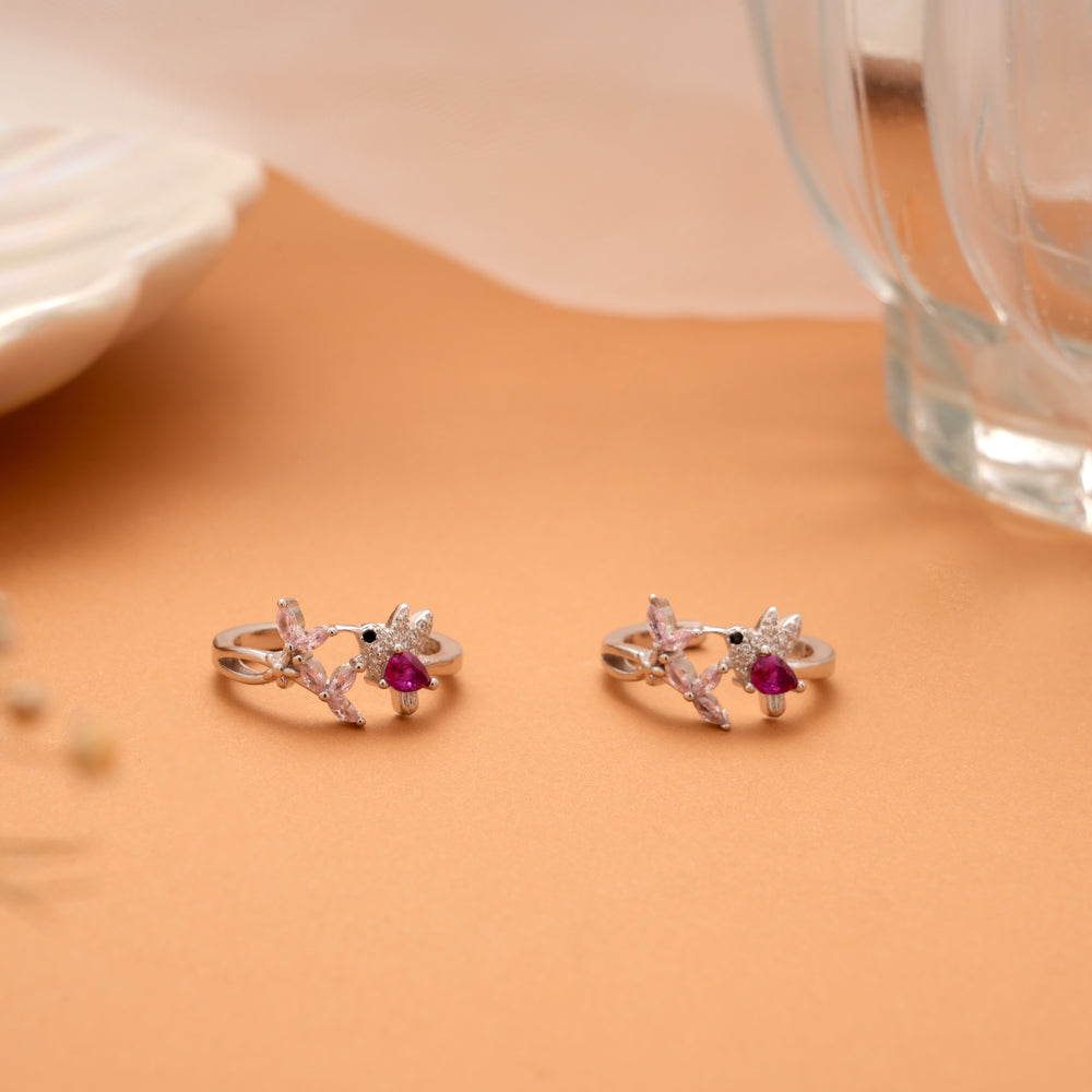 Pink Butterfly Humming Bird Silver Toe Ring