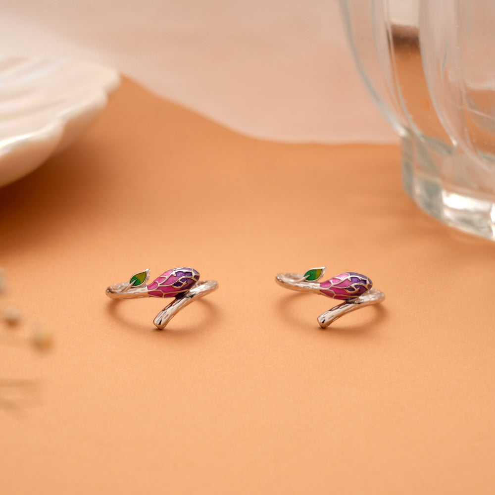 Colourful Feather Enamel Silver Toe Ring