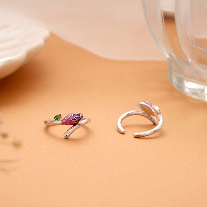 Colourful Feather Enamel Silver Toe Ring