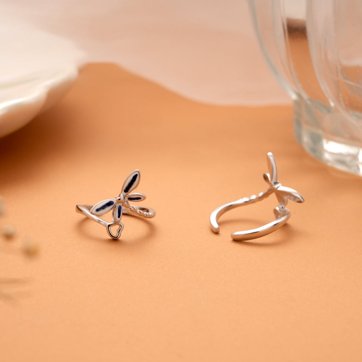 Silver Blue Dragonfly Toe Ring