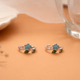 Minimal Floral Blue Enamel Silver Toe Ring