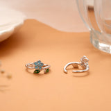 Minimal Floral Blue Enamel Silver Toe Ring