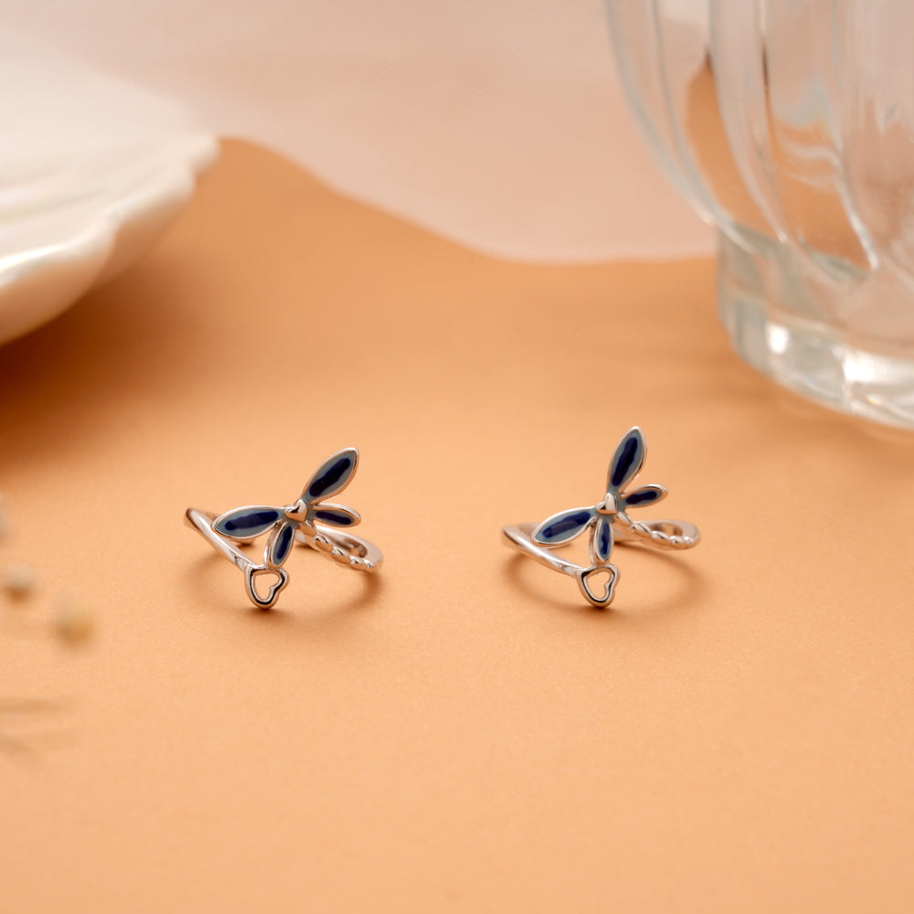 Blue Enamel Dragonfly Silver Toe Ring