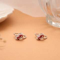 Red Enamel Flower Silver Toe Ring