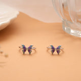 Cute Butterfly Enamel Design Silver Toe Ring