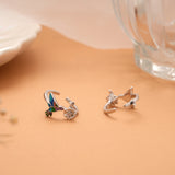Minimalist Bird Enamel Design Silver Toe Ring