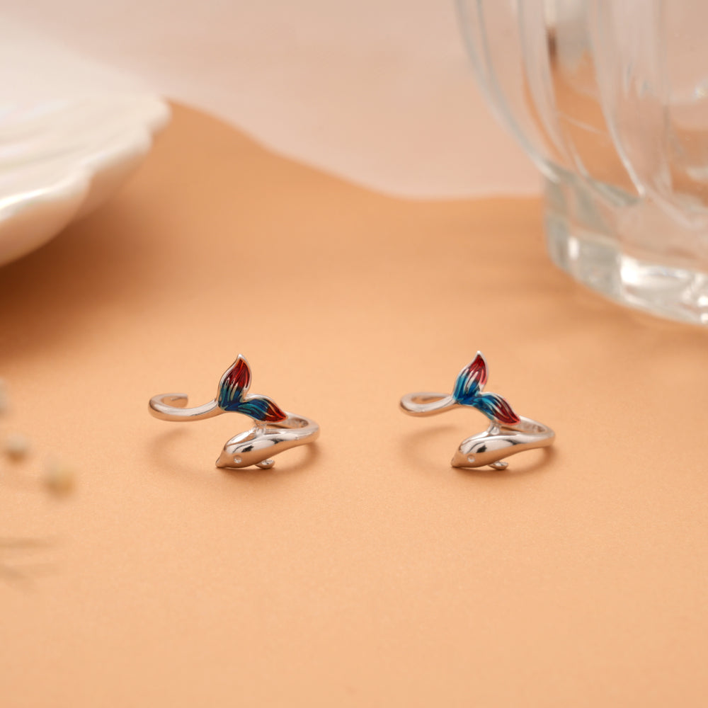 Little Dolphin Design Silver Toe Ring