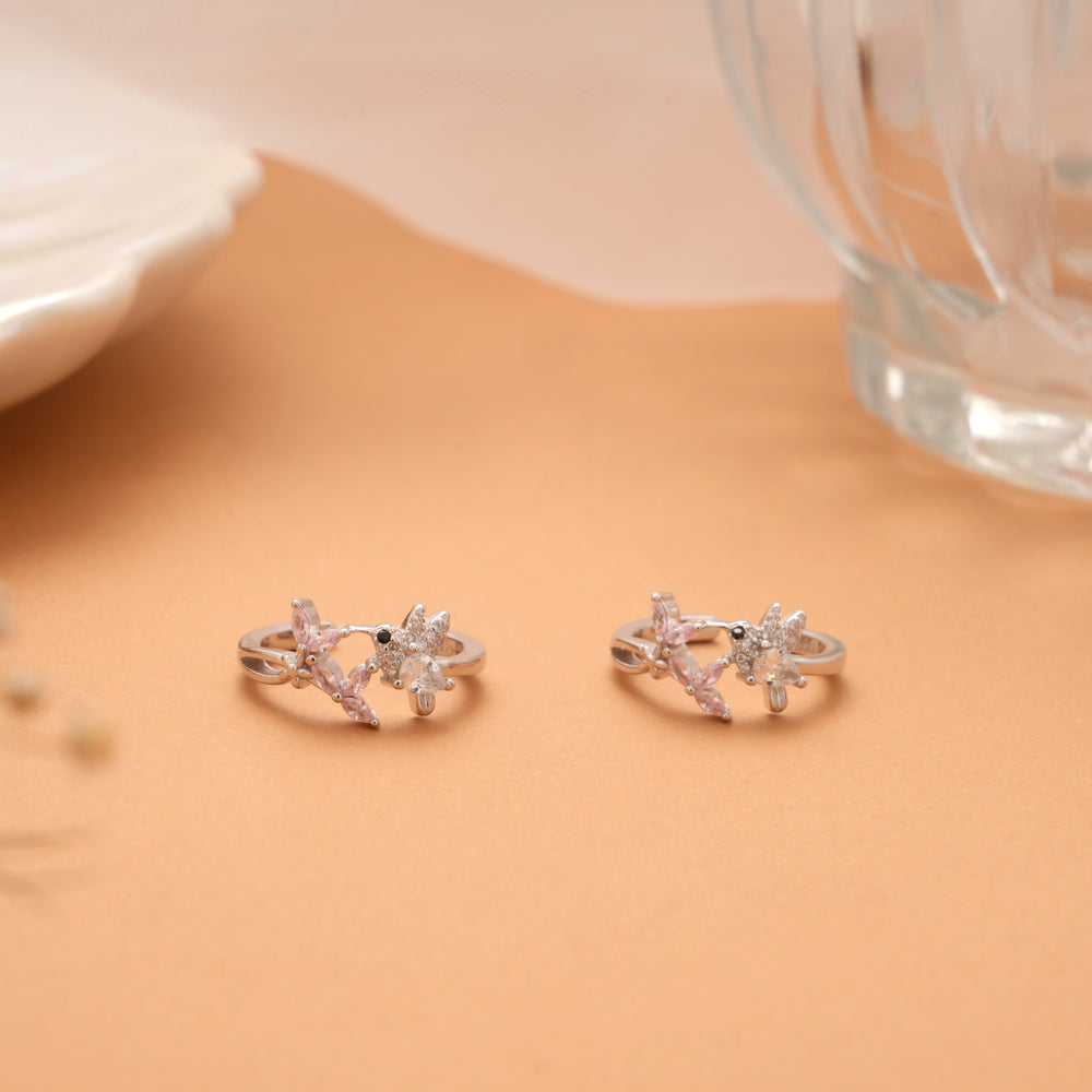 Tiny Charm White Stone Bird Silver Toe Ring
