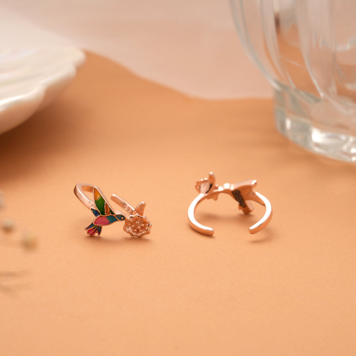 Little Bird Enamel Rose Golden Silver Toe Ring