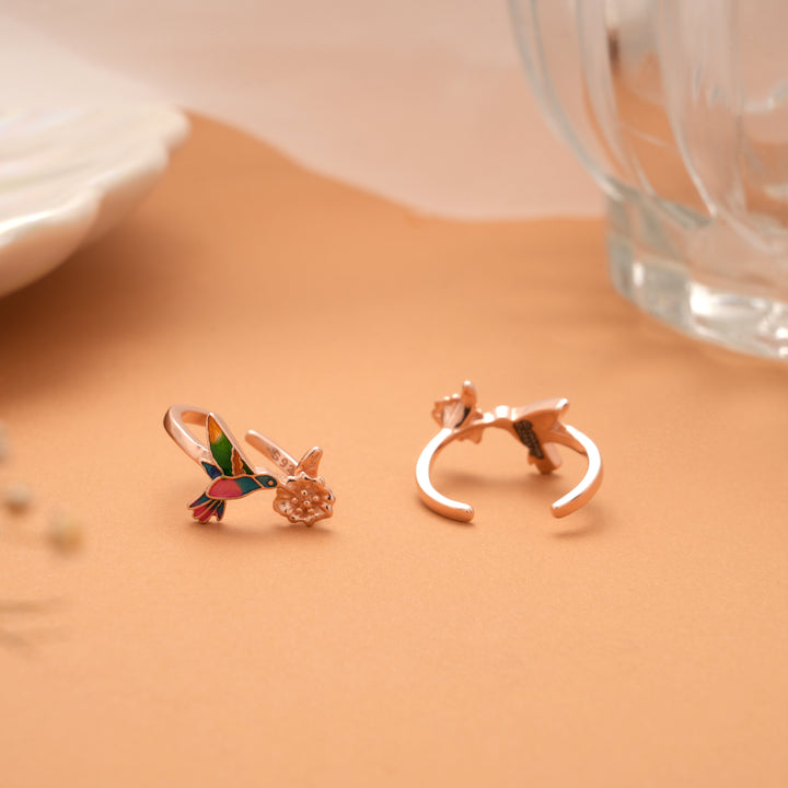 Little Bird Enamel Rose Golden Silver Toe Ring