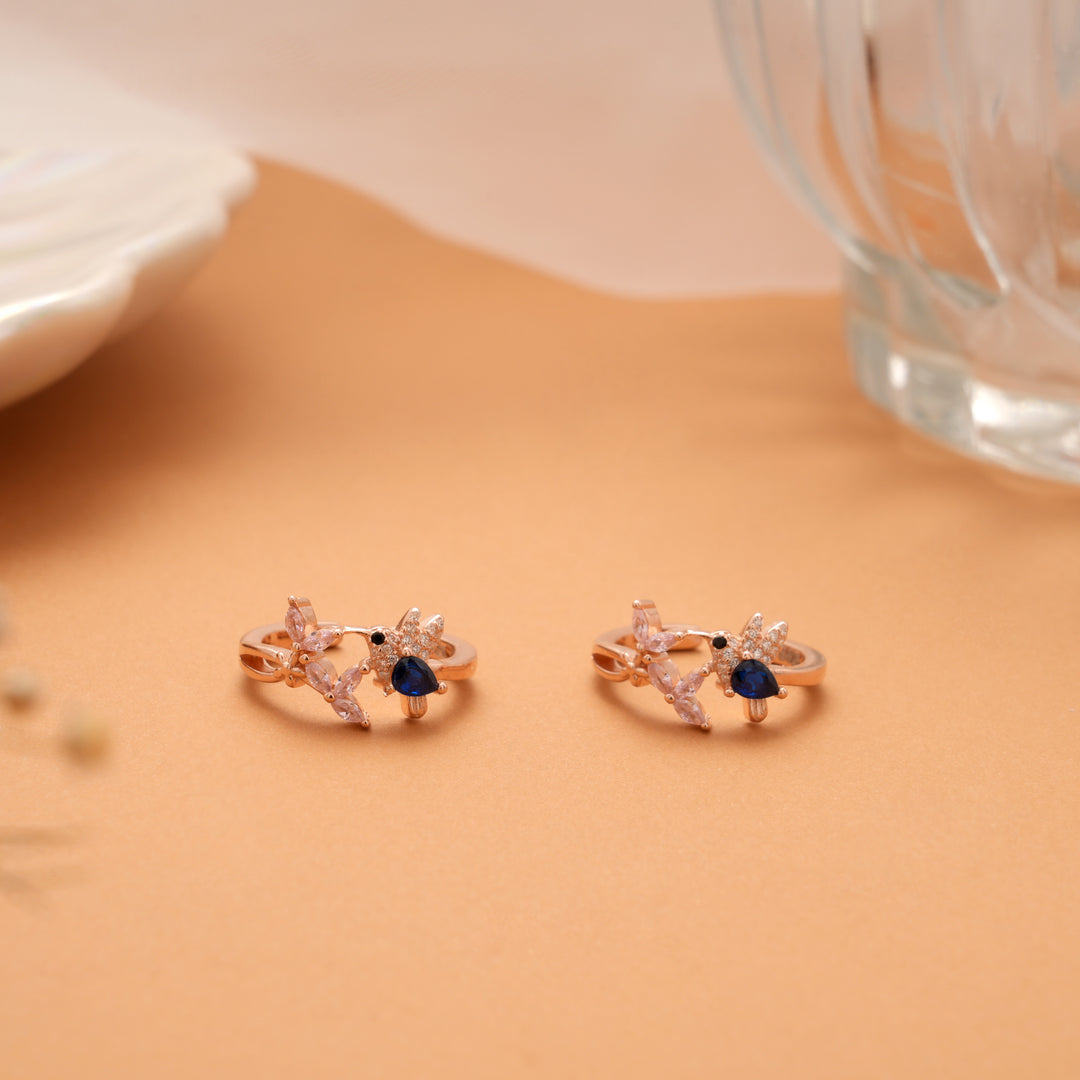 Tiny Charm Blue Bird Rose Golden Silver Toe Ring