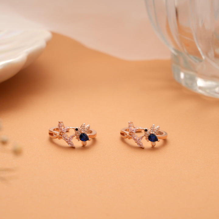 Tiny Charm Blue Bird Rose Golden Silver Toe Ring