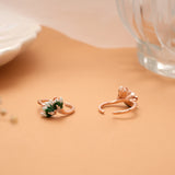 Green Enamel Flower Rose Golden Silver Toe Ring