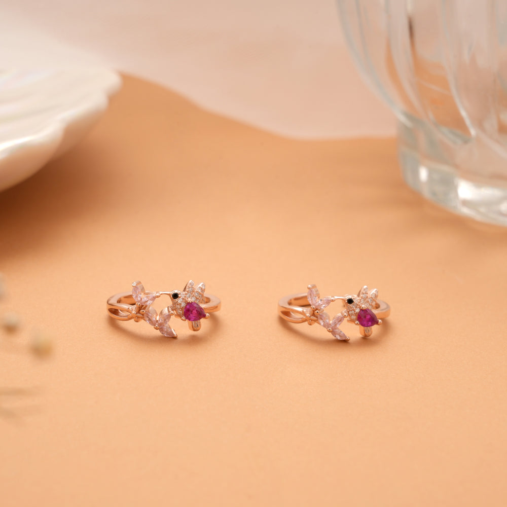 Tiny Charm Pink Bird Rose Golden Silver Toe Ring