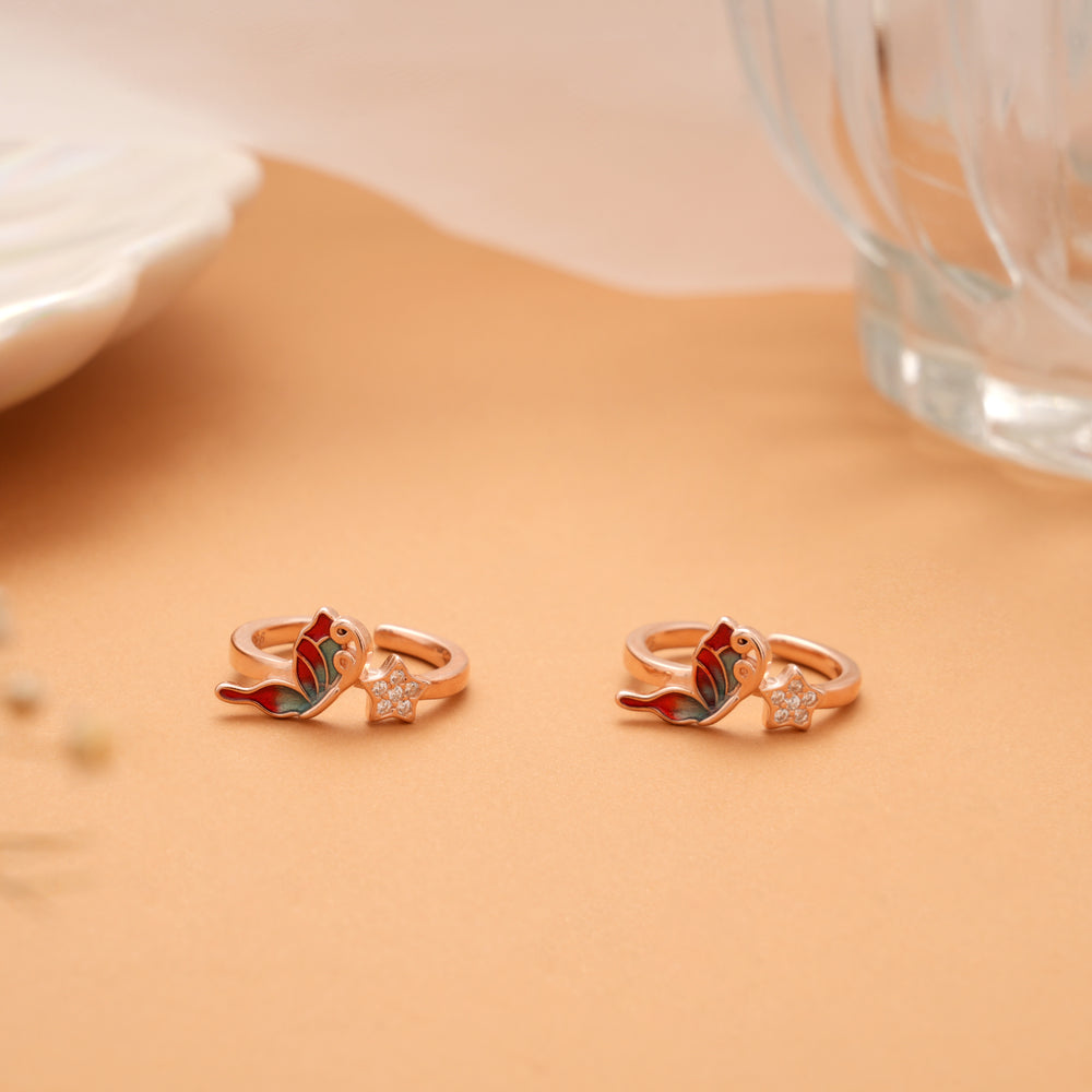 Butterfly Star Design Rose Golden Silver Toe Ring