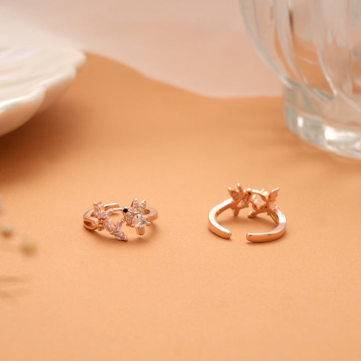 Tiny Charm White Bird Rose Golden Silver Toe Ring