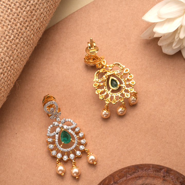 Elegant Floral Swarovski Golden Earrings