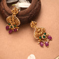 Goddess Lakshmi Ruby Drops Golden Earrings