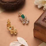 Halo Emerald Flower Design Golden Earrings