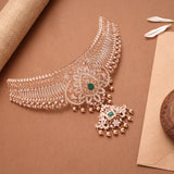 Grand Floral Rose Golden Silver Choker Necklace