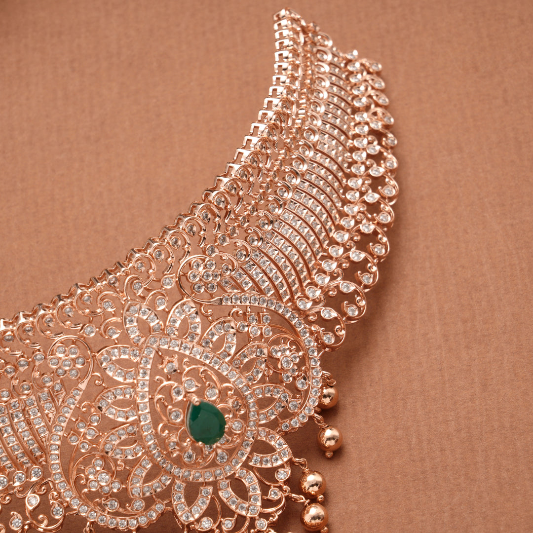 Grand Floral Rose Golden Silver Choker Necklace