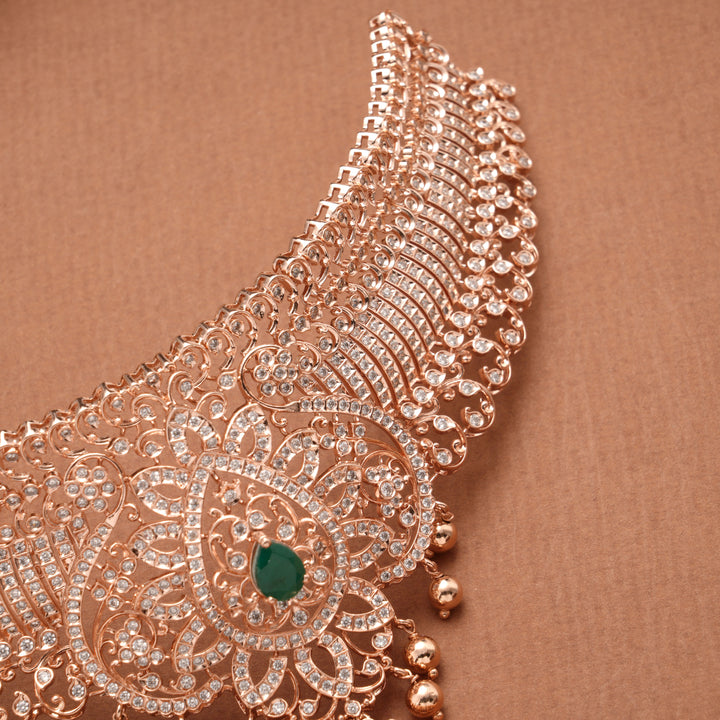 Grand Floral Rose Golden Silver Choker Necklace