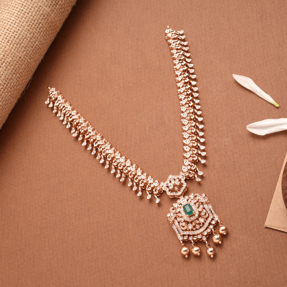 Square Design Blossom Floral Silver Rose Gold Necklace