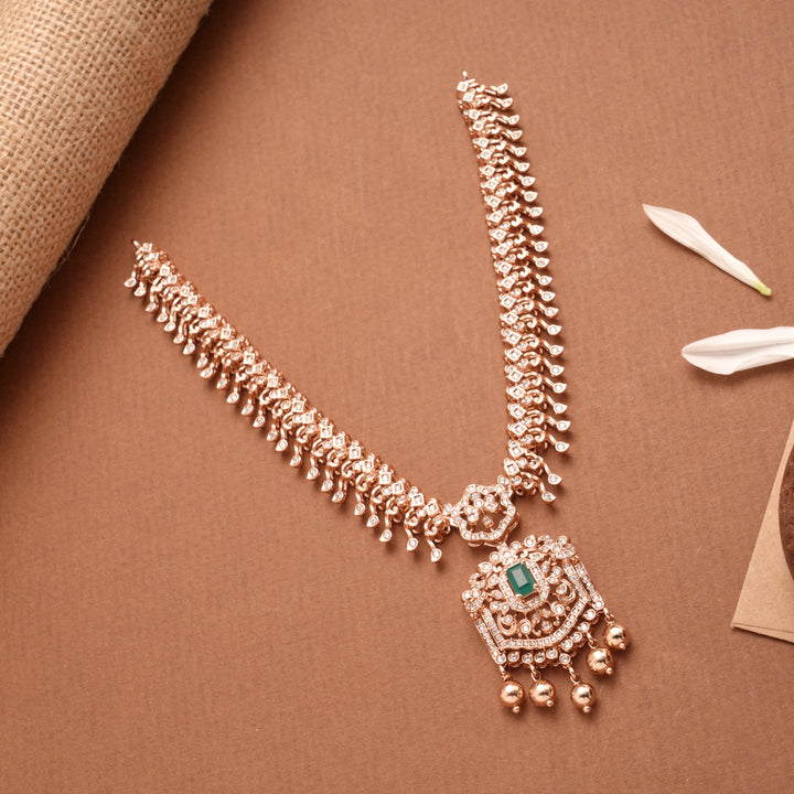 Square Design Blossom Floral Silver Rose Gold Necklace