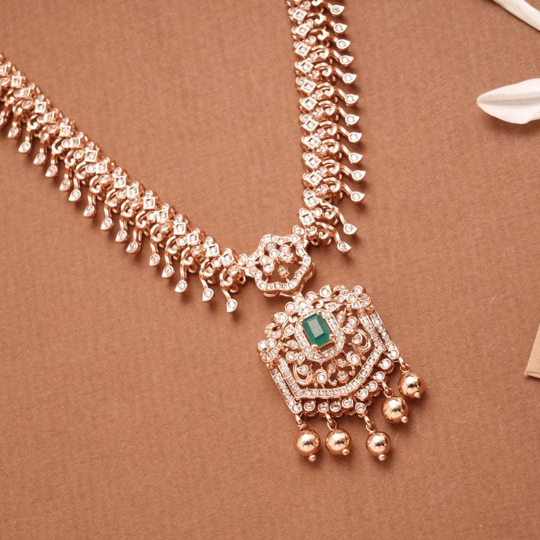 Square Design Blossom Floral Silver Rose Gold Necklace