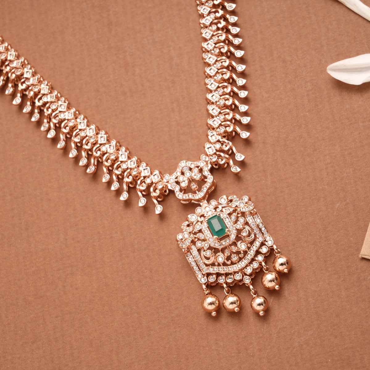 Square Design Blossom Floral Silver Rose Gold Necklace