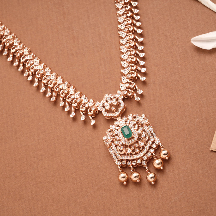 Square Design Blossom Floral Silver Rose Gold Necklace
