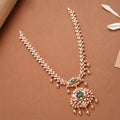 Elegant Peacock Design Silver Rose Golden Necklace