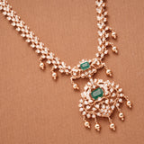 Elegant Peacock Design Silver Rose Golden Necklace